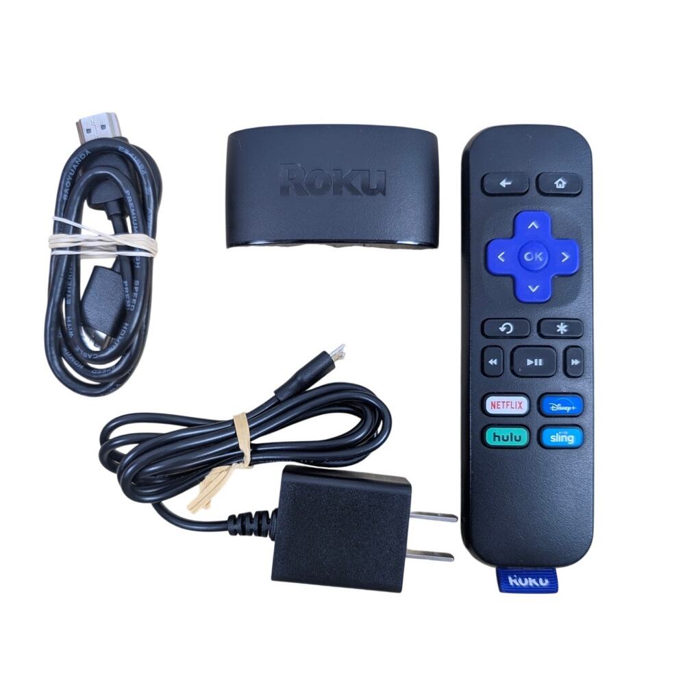 Roku Express HD 1080p Streaming Media Player 3930X Remote HDMI‎ Power Cable Used